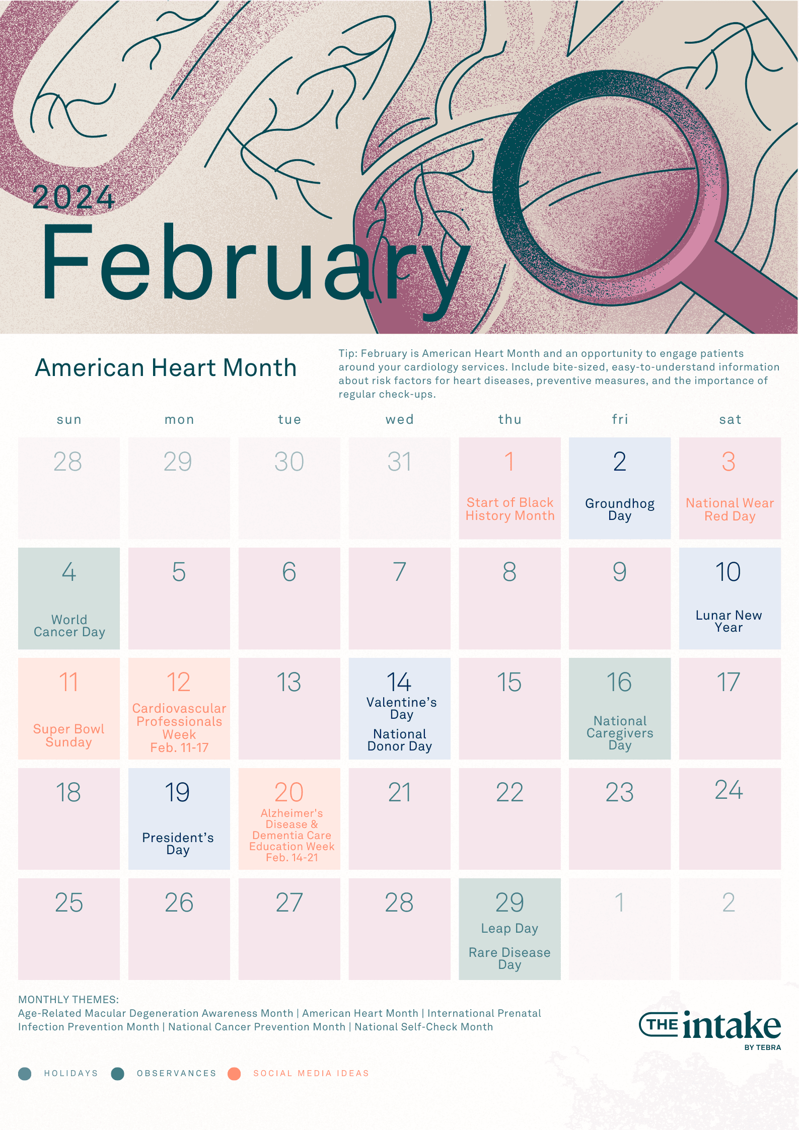 Free healthcare observances calendar February 2024 The Intake