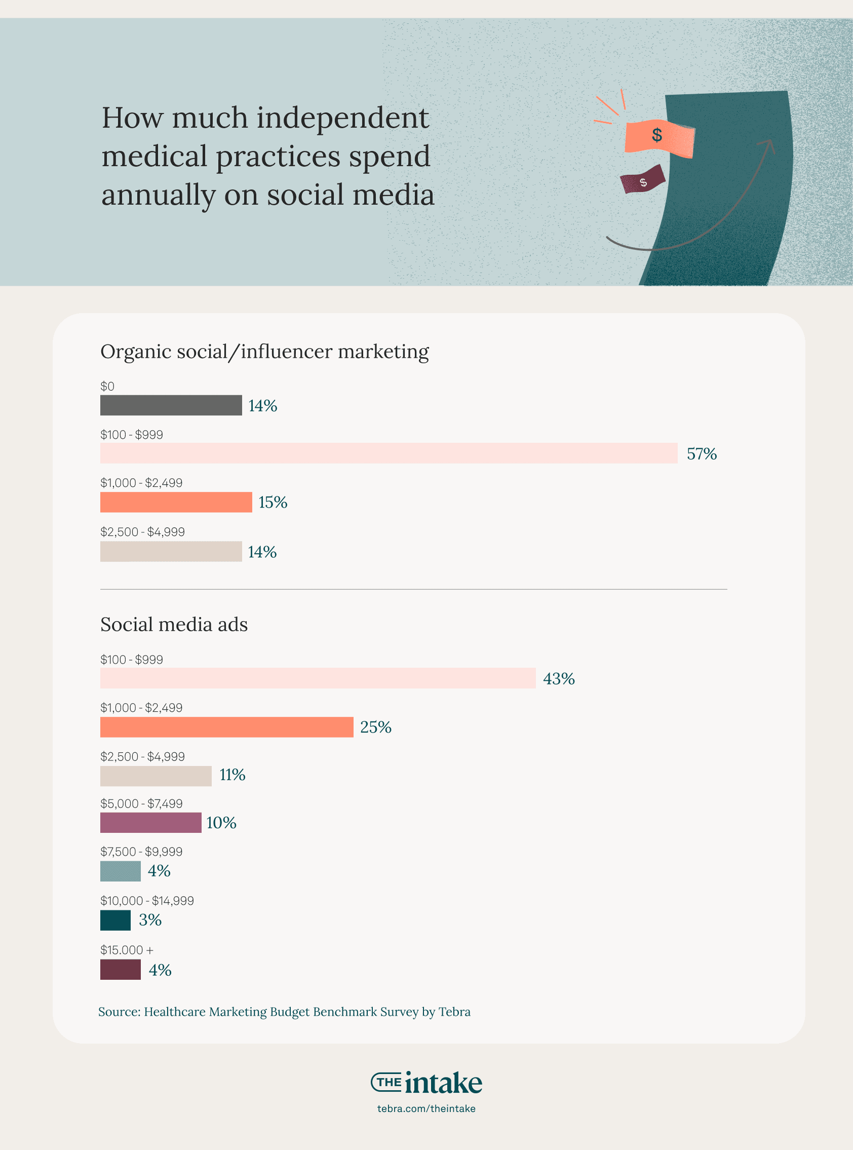 How much independent practices spend annually on social media