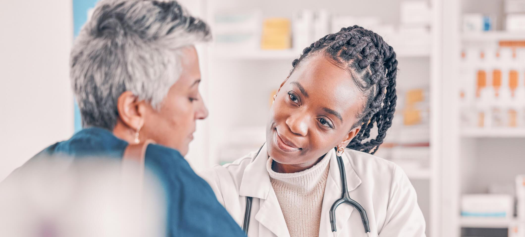 Physician educates a patient with patient education examples
