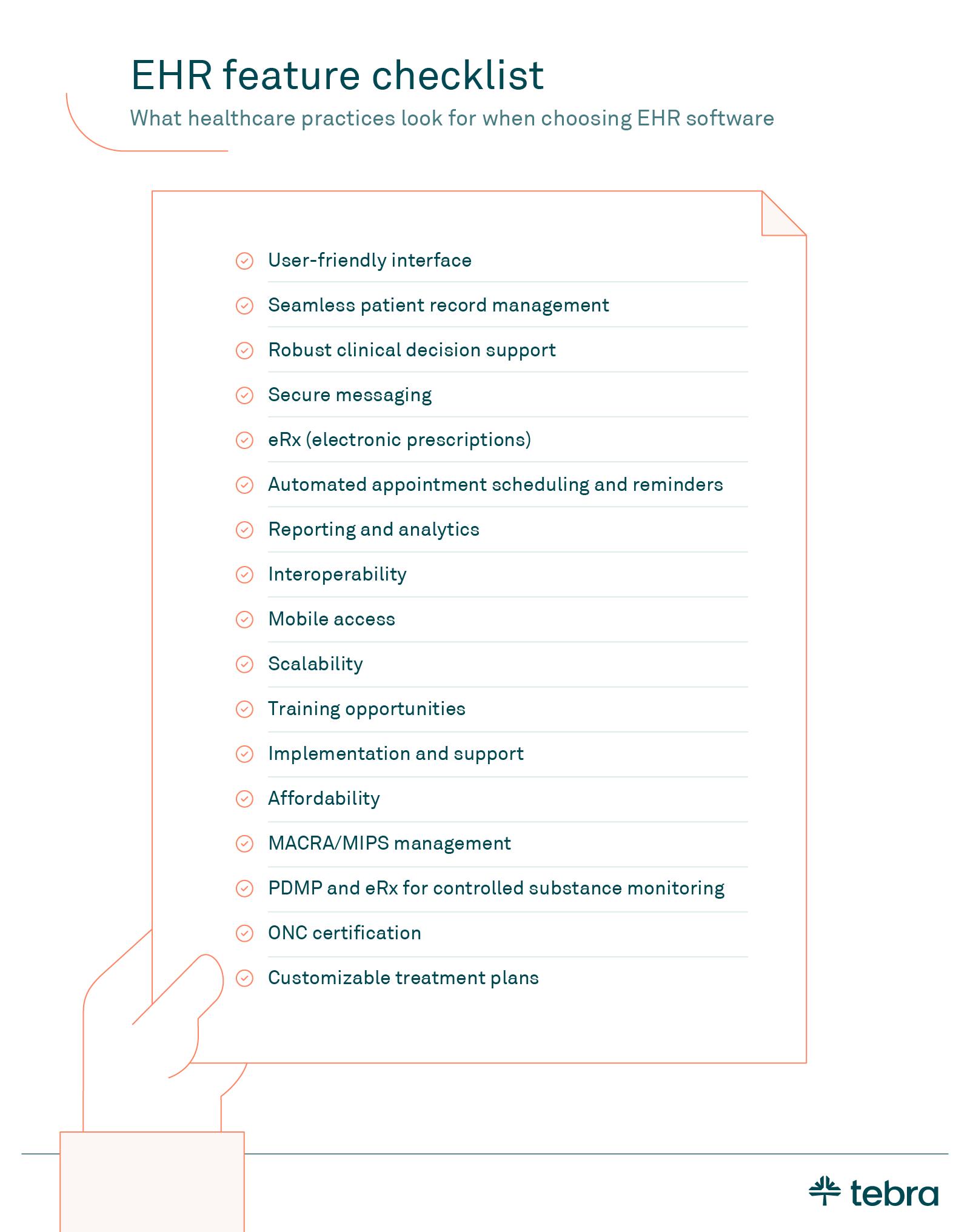 ehr feature checklist