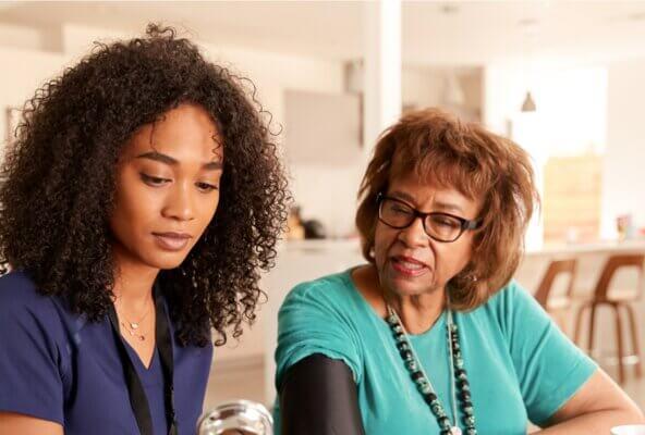 healthcare staff and patient