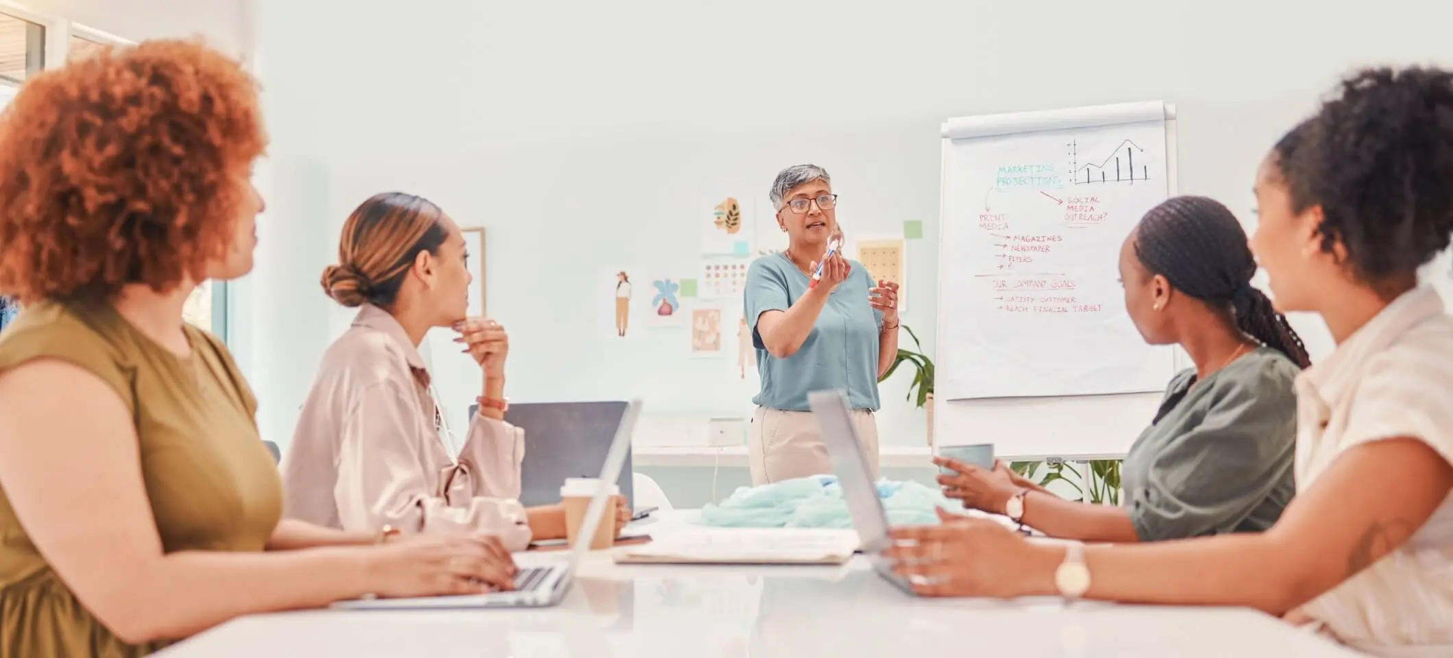 Group of practice staff members planning marketing campaigns