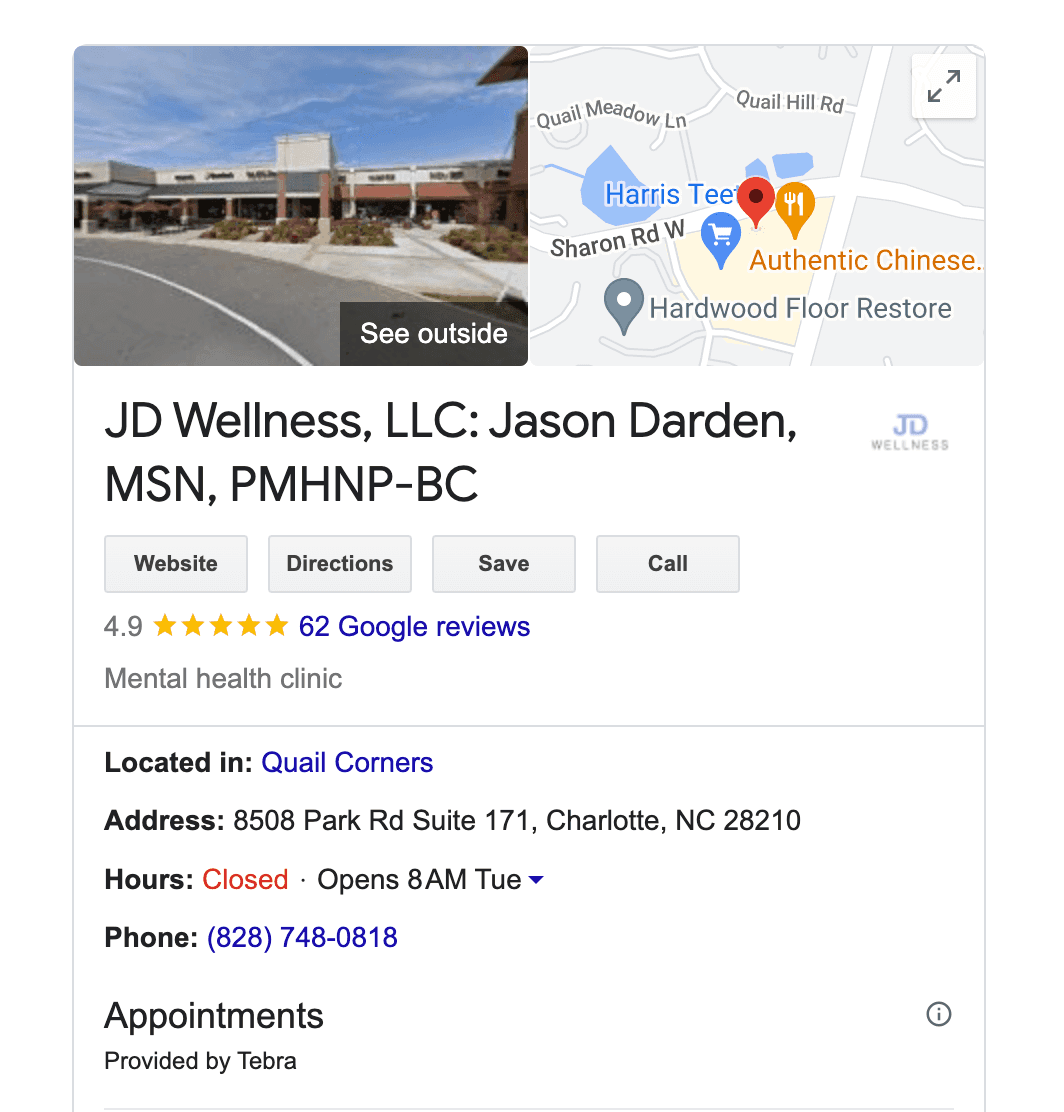 Appointment booking through Google example