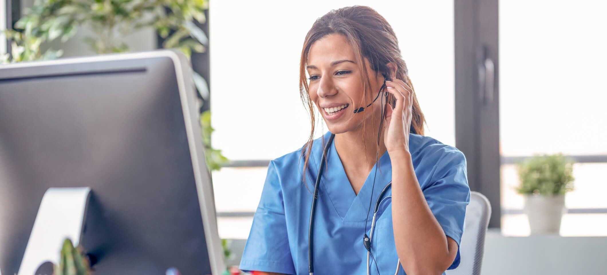 Physician applies telehealth best practices while speaking with a patient during a video call appointment