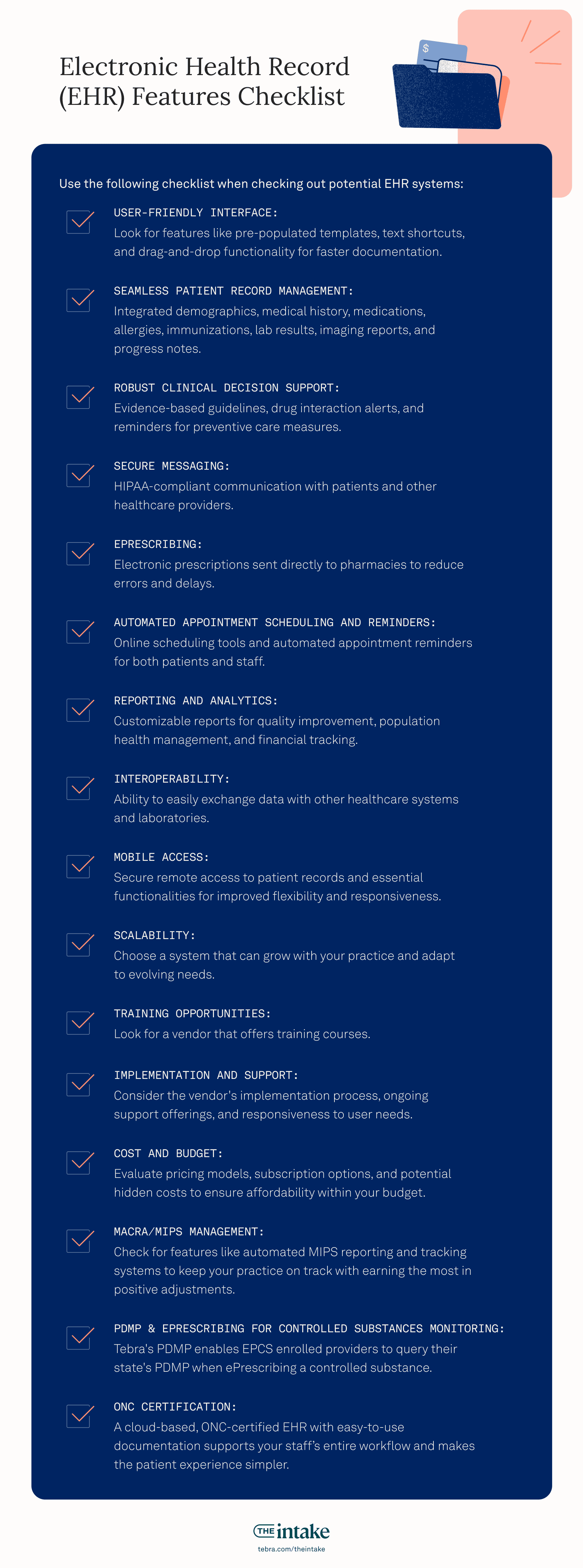 EHR features checklist