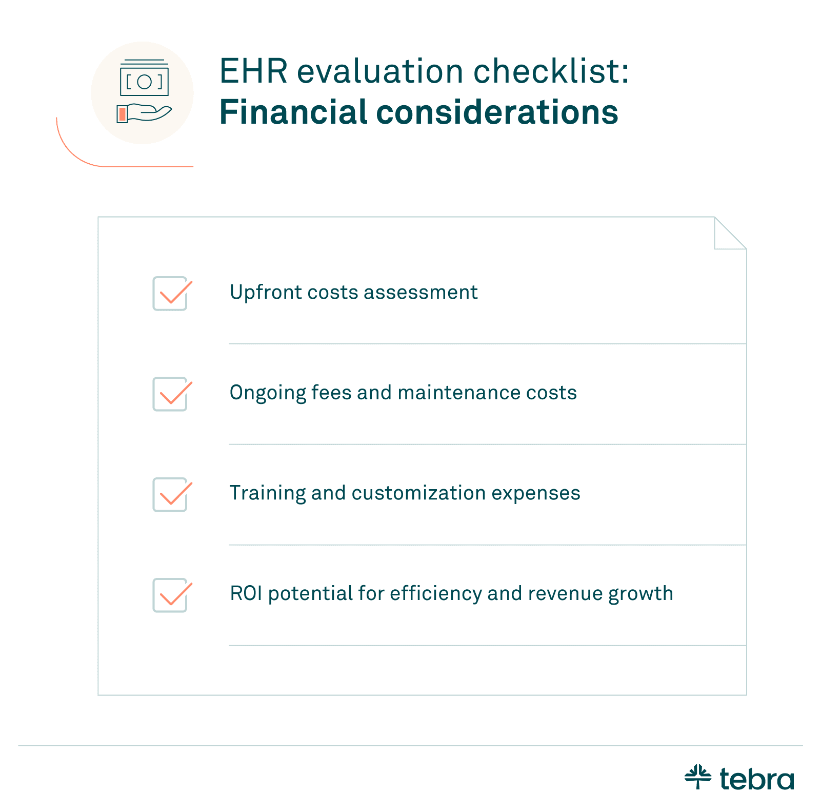 EHR financial considerations evaluation checklist