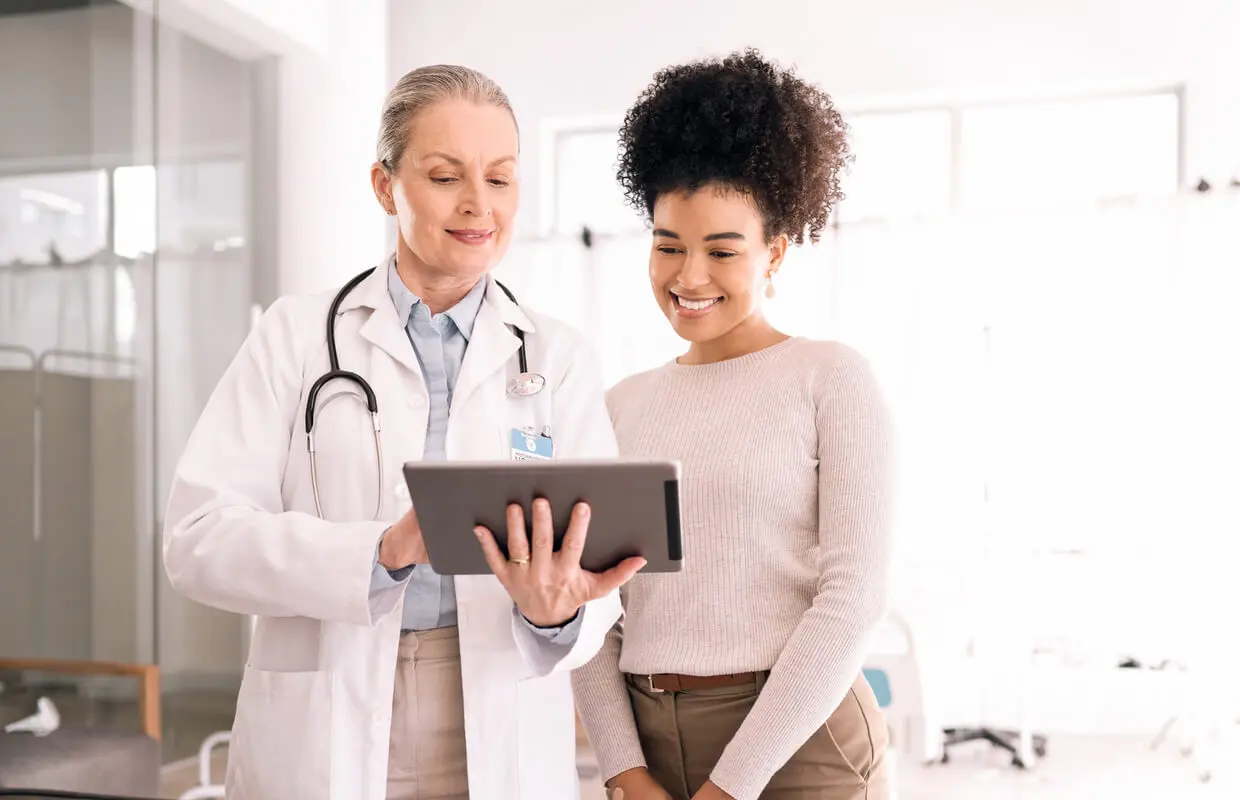 Patient enjoying digital features from medical practice
