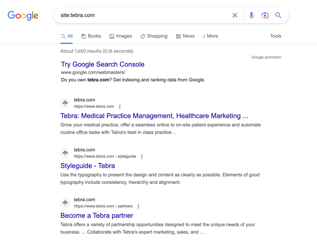 Tebra search results