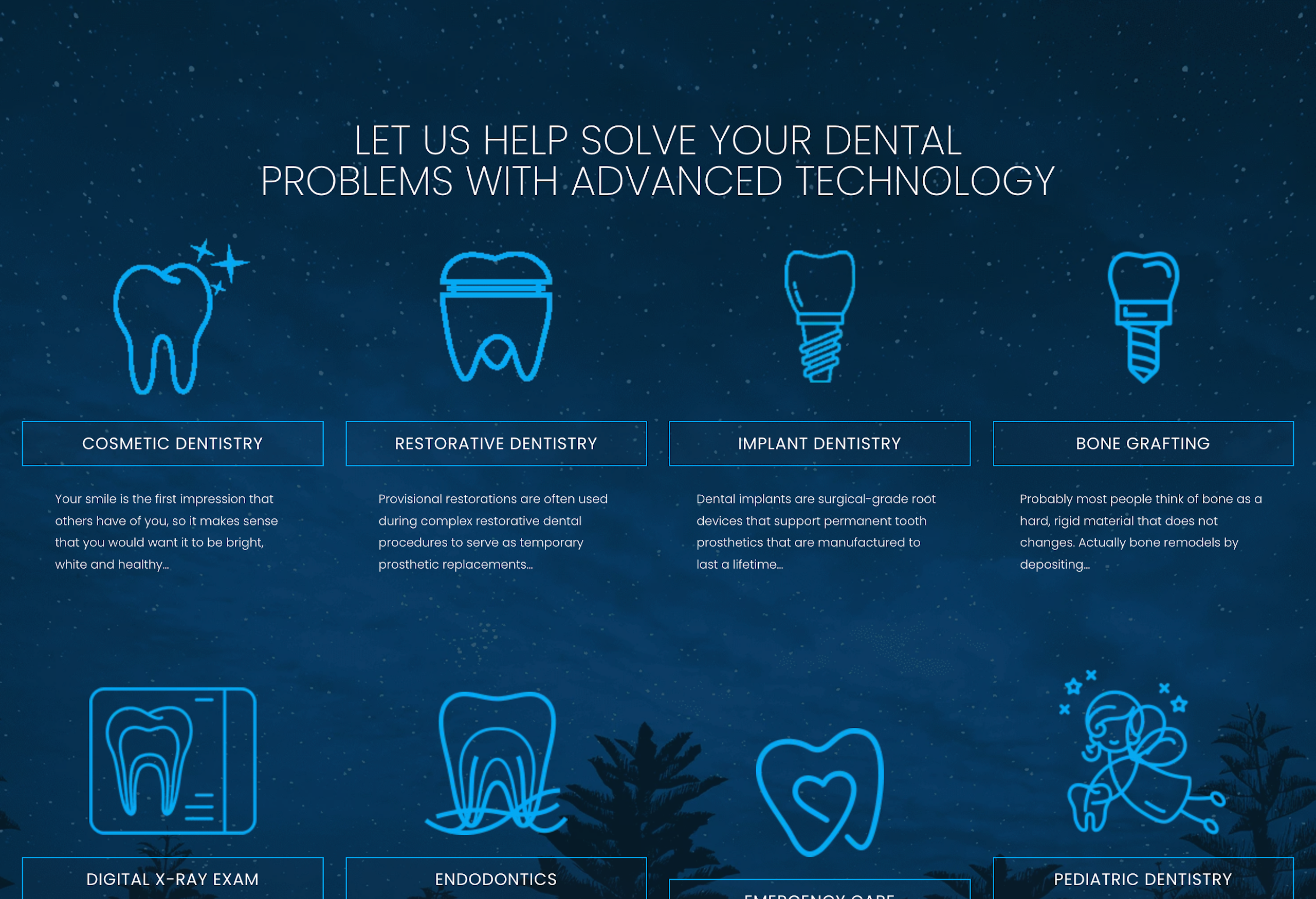 Kingswest Dental services page medical practice design example
